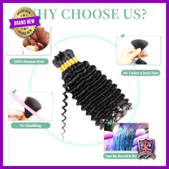 150g 6 Bundles 18 Inch Human Hair Extensions Deep Wave Boho Braiding Hair main image 5